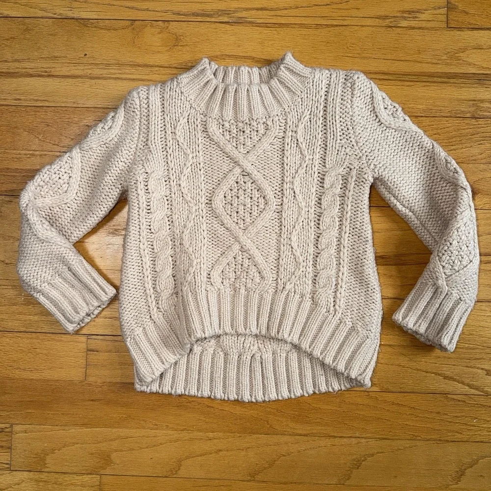 Gymboree Girls Cable Knit Beige Sweater Size 4 Cozy Preppy‎ Academia Fisherman